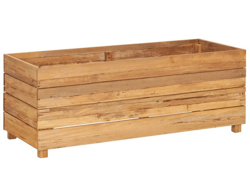 Letto Rialzato 100x40x38 cm Legno di Teak di Recupero e Acciaio