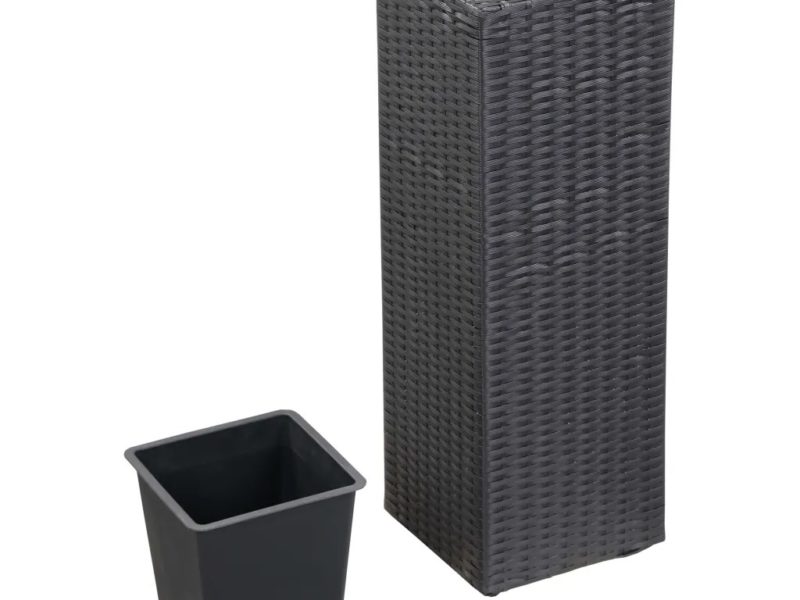 Letti Rialzati da Giardino 3 pz in Polyrattan Nero