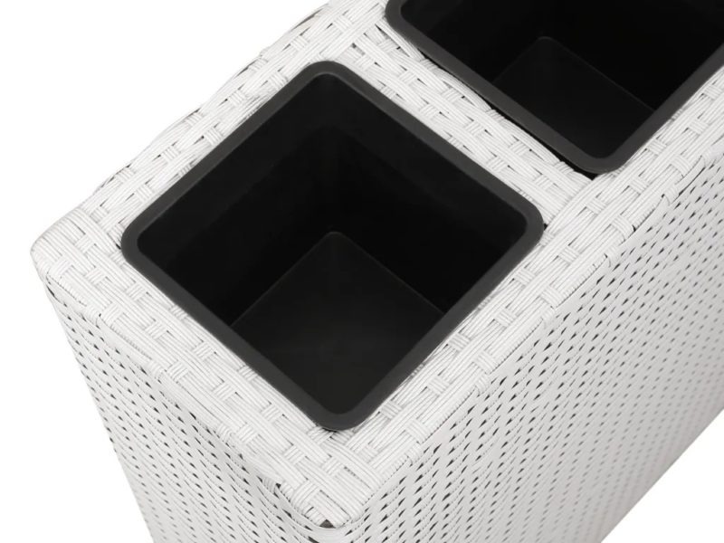 Letti Rialzati da Giardino con 4 Vasi 2 pz in Polyrattan Bianco
