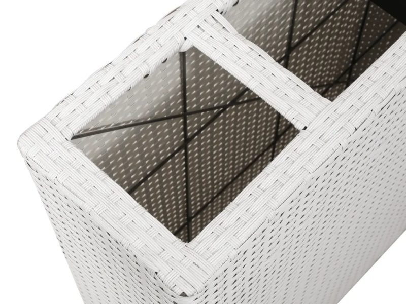 Letti Rialzati da Giardino con 4 Vasi 2 pz in Polyrattan Bianco