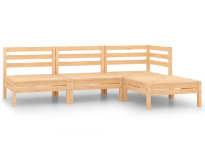 Set Divani da Giardino 4 pz in Legno Massello di Pino