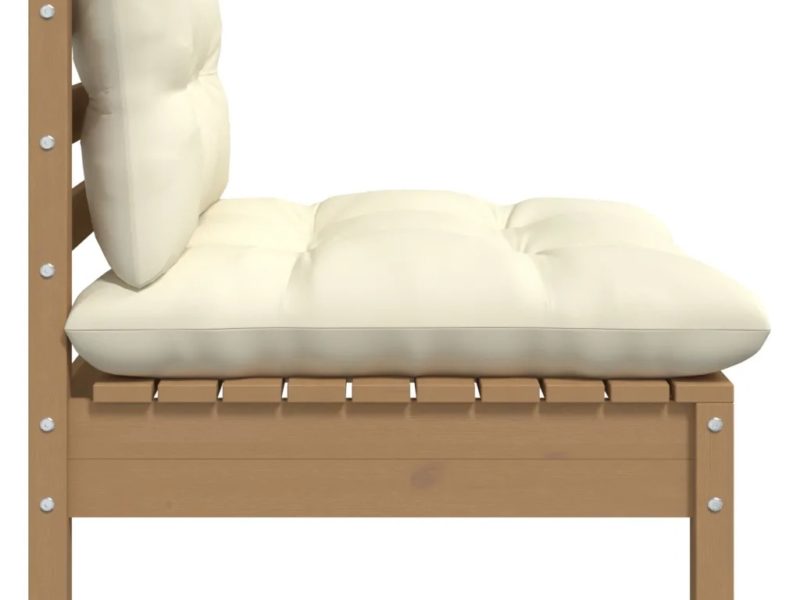 Set Divani da Giardino 3 pz con Cuscini Crema Massello di Pino