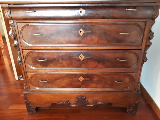 Cassettiera fine '800 con piano in marmo