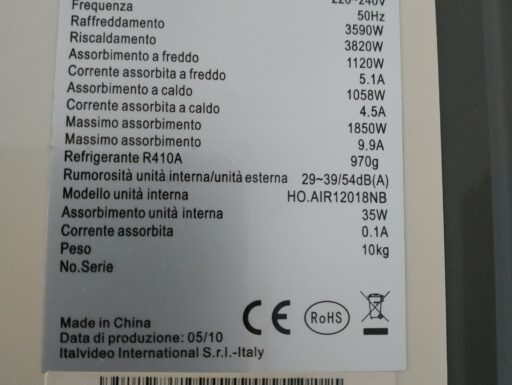 Climatizzatore Howell ON/OFF da 12000 btu