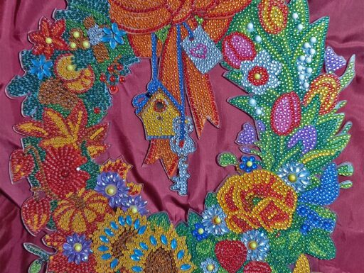 Ghirlanda natalizia in tecnica diamond painting 5D