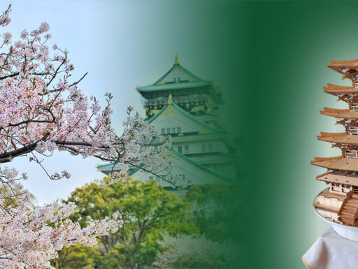 Pagoda a cinque piani in legno compensato naturale.