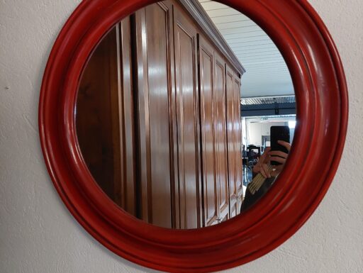 Specchio rotondo laccato rosso