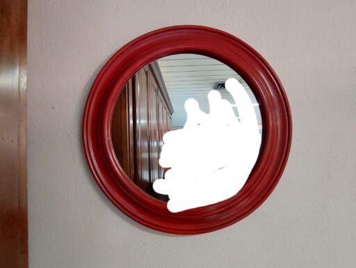 Specchio rotondo laccato rosso