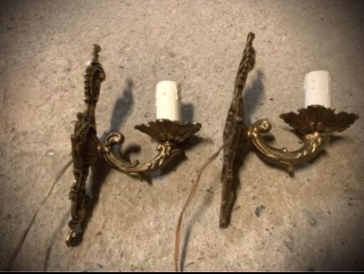 Lampadario in ottone bronzato con applique combinate a 20€