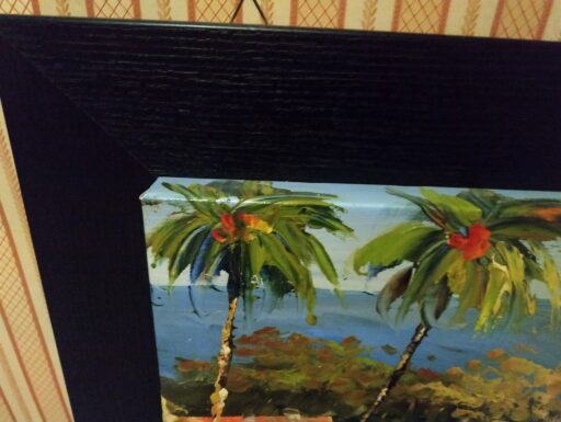 Quadro moderno pittoresco in rilievo su cornice.