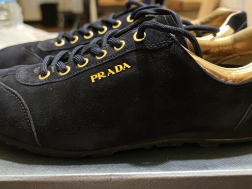 Scarpe Prada donna numero 38, camoscio fashion bleu+platino