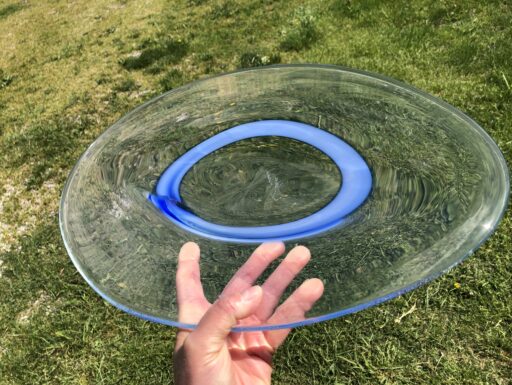 Piatto centrotavola in vetro di Murano firmato Zane