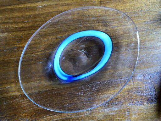 Piatto centrotavola in vetro di Murano firmato Zane