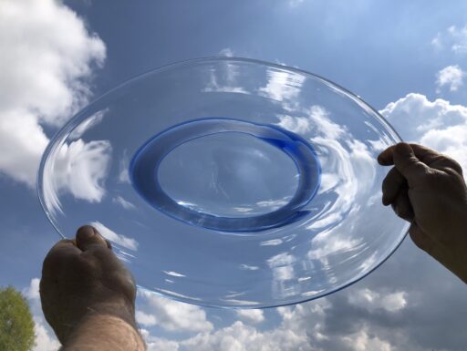 Piatto centrotavola in vetro di Murano firmato Zane