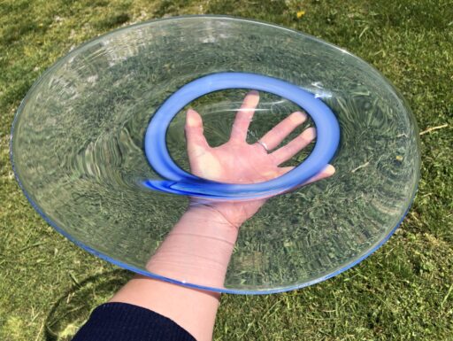 Piatto centrotavola in vetro di Murano firmato Zane