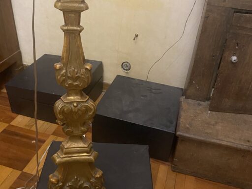 Candeliere 800 arte sacra in legno dorato