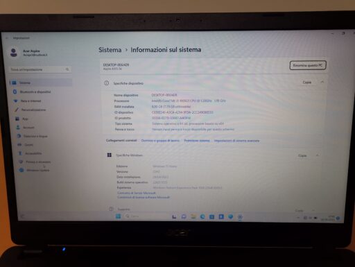 Notebook Acer aspire 3 in garanzia