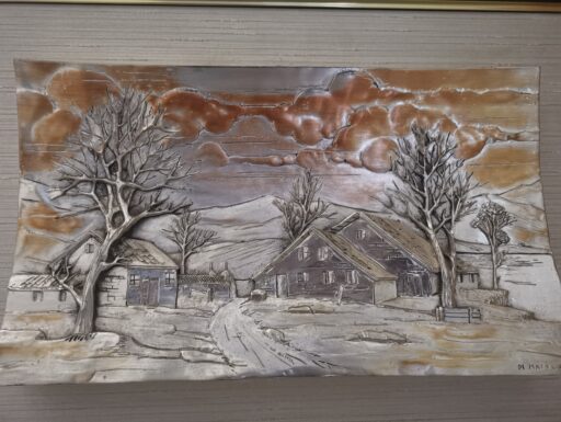 Quadro con disegno laminato argento 800