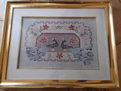 Quadro VINTAGE fatto a mano PUNTO CROCE anni 90