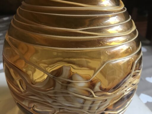 Vaso centrotavola giallo in vetro con inserti