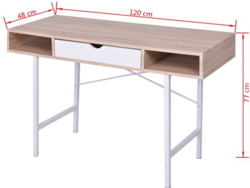 Scrivania con 1 Cassetto Rovere e Bianco