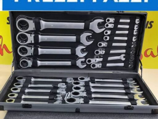 Set 22 chiavi da lavoro a cricchetto con testa pieghevole