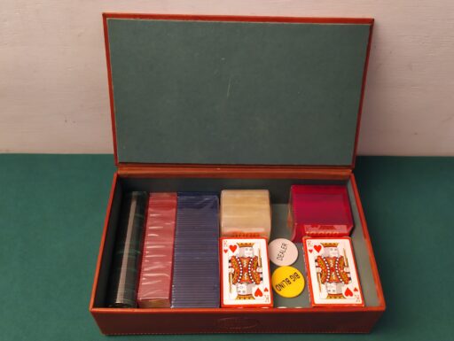 Scatola poker rivestita in cuoio