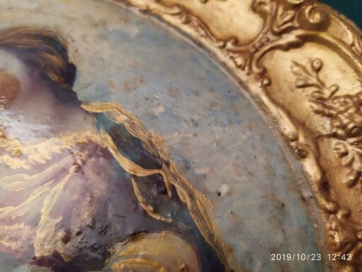 Dipinto olio su piatto primi 900