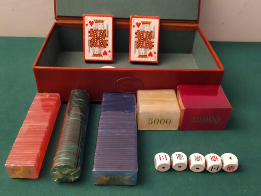 Scatola poker rivestita in cuoio