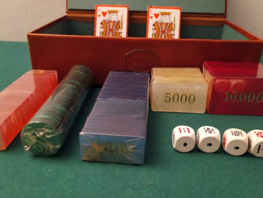 Scatola poker rivestita in cuoio