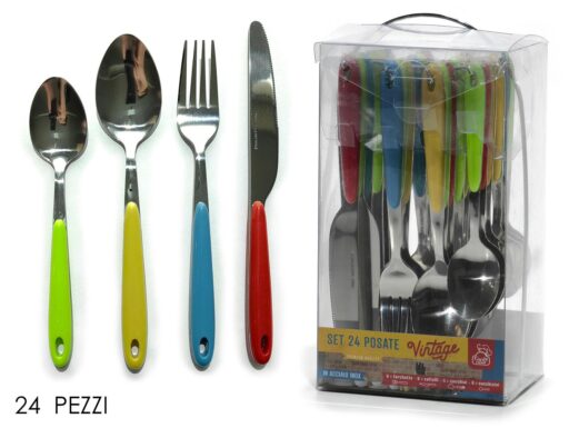 Servizio di posate da 24 pezzi, multicolore o rosso