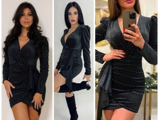 Vestito di velluto elasticizzato disponibile rosso e nero