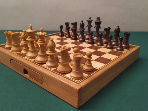 Scacchiera legno cassetto pedine dama
