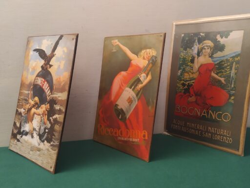 L’arte nella pubblicità antica-targhe legno e ferro