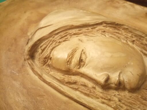 Madonna legno ceramica ottone d’epoca