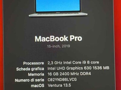 Macbook pro 15.3 i9 512 16giga