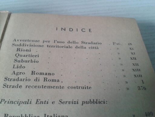 Stradario roma d’epoca