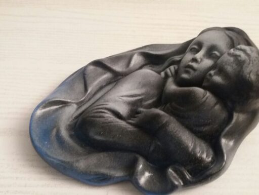 Madonna legno ceramica ottone d’epoca