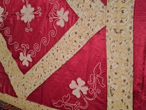 Coperta antiquariato pizzo e seta