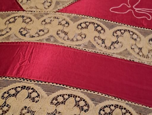 Coperta antiquariato pizzo e seta