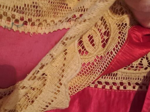 Coperta antiquariato pizzo e seta