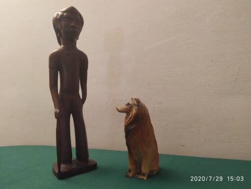 Uomo legno cane resina