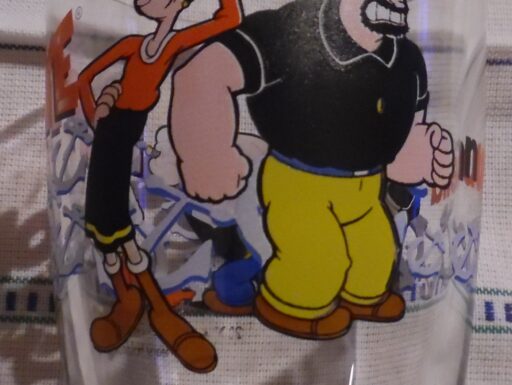 Bicchiere da collezione nutella popeye famiglia anno 2003