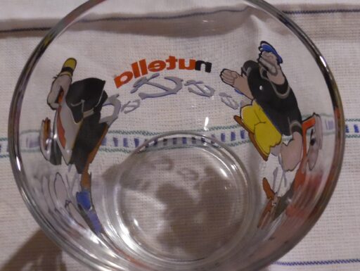 Bicchiere da collezione nutella popeye famiglia anno 2003
