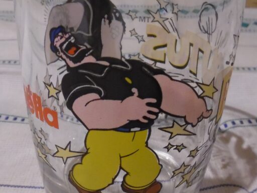 Bicchiere da collezione nutella popeye brutus anno 2003
