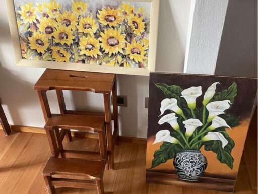 Due quadri stile campagna country girasoli