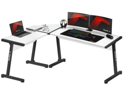 Scrivania huzaro hz-hero 6.0 bianco acciaio fibra di carboni