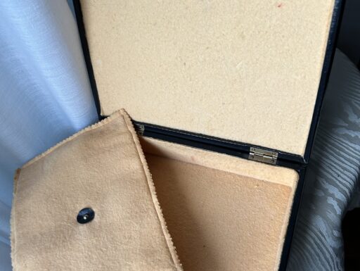 Beauty case/valigetta vintage, in pelle nera