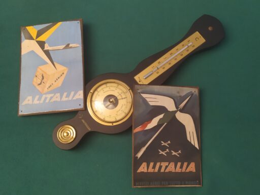 Alitalia-barometro legno e targhe legno