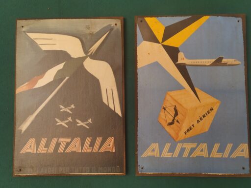 Alitalia-barometro legno e targhe legno